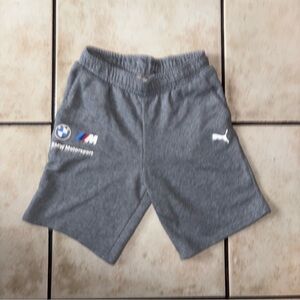 PUMA BMW M Motorsport Youth Shorts Gray Size L Boys Logo Athletic Gym